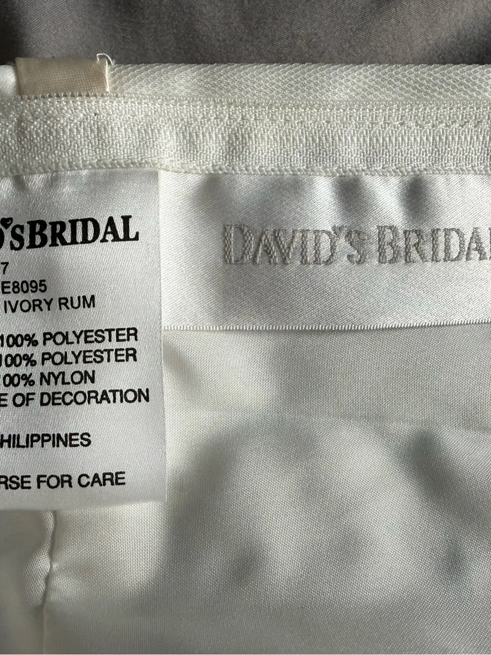 Flower Girl Dress Midi David’s Bridal Sz 7 Ivory Lace Bodice Toile & Satin Skirt - Picture 4 of 6